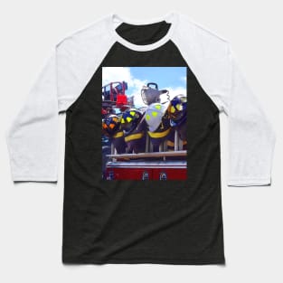 Firefighters - Helmet on Fire Truck Baseball T-Shirt